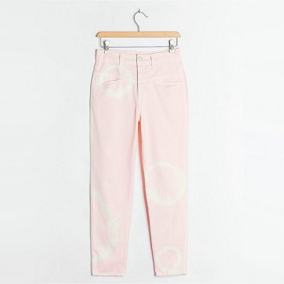Closed Pedal Pusher Ultra High-Rise Slim Ankle Jeans in pink/white tie dye NWOT - Picture 1 of 5